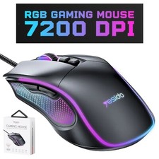 RGB Gaming Mouse Wired 7200 DPI 6 Programmable Buttons Optical Sensor PC Laptop