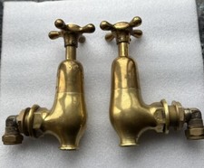 Pair Original Antique Brass Teardrop Torpedo Globe Bath or Wall Taps ~Circa 1904