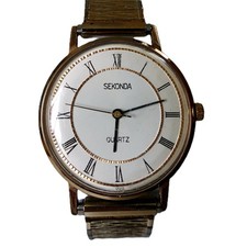 Sekonda Quartz Men’s Dress Watch Gold Tone Roman Dial Slim Expander  Strap