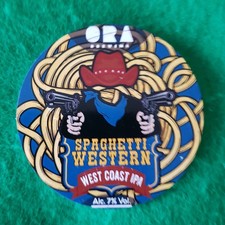 ora brewing pumpclip spaghetti western cowboy theme london brewery pumpclips