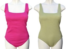 M&S Ribbed Swimsuit Scoop Neck Swimming Costume Size 12 18 22 24 Reg Long