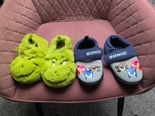 Slippers Grinch Sonic Shadow Boy Size 13 H&M Christmas  Bundle