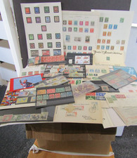 LARGE BOX FULL OF EX AUCTION LOTS, COVERS, COLLECTIONS/ALBUM PAGES, SHEETS ETC