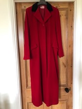 Long Maxi Fitted Red Coat Velvet Collar First Lady Wool Cashmere Size 10