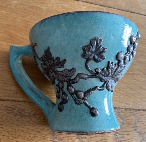 Turquoise studio pottery mug