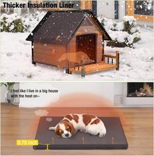Insulated Wooden Dog House Outdoor Waterproof Kennel with Raised Floor Winter