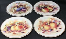 Beautiful Set of 4 Fenton China Fallen Fruits Plates Signed D Wallace 8" Diamete