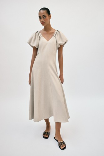 New zara linen blend puff - linen,
