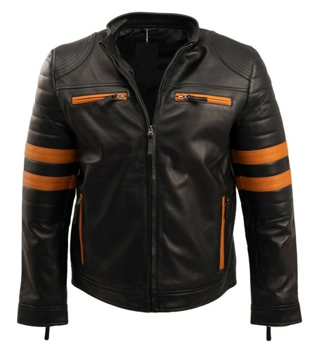 Men real leather black - leather, biker