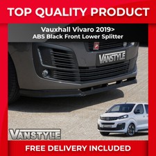 FITS VAUXHALL VIVARO 19> LOWER FRONT ABS GLOSS BLACK SPLITTER BUMPER LIP ADD ON
