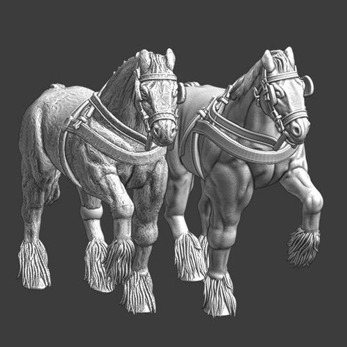 Medieval draught horses - 1:72,
