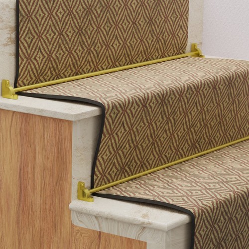 Bright brass carpet runner - brass, rod