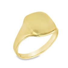 9ct Yellow Gold Plain Square Signet Ring - Size V - 14mm