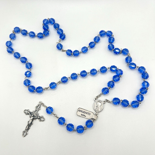 Blue crystal rosary beads 925 - blue,