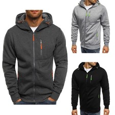 Men's Hoodie Fleece Warm Hooded Jumper Coat Sweatshirt Winter Zip Up Jacket