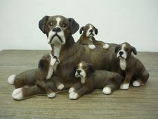 Boxer Dog With 4 Puppies Mother & Pups Figurine Ornament Leonardo 22cm x 10.5cm