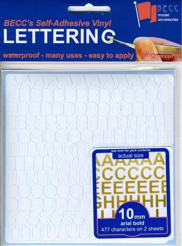 Becc white vinyl lettering - becc, &