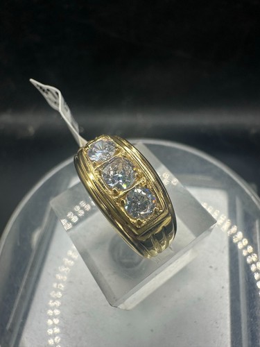 Mens gold ring three stone - gold,