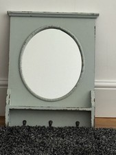 Wooden Oval Mirror with Shelf with Hooks, Vintage Decor for Any  Room Chic