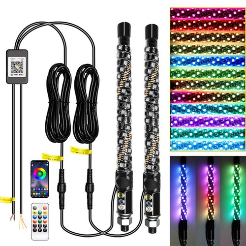 2pcs 1ft rgb whip lights - 2pcs,