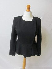 French Connection Black Fitted  Peplum Jacket ~ Size 12 ~ off Centre Closure