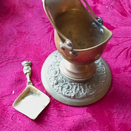 Brass coal scuttle sugar - coal,
