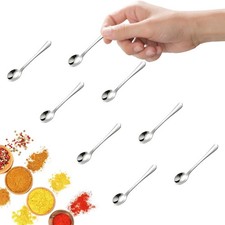 GlamRays Pack of 8 Tiny Stainless Steel Spoons for Spice Jars, Mini Size 7.5 cm