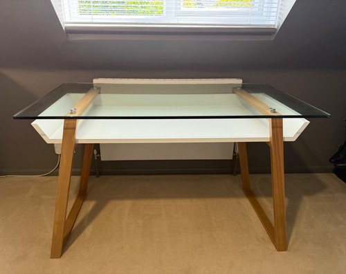 Glass topped desk 125cm 65cm - x,