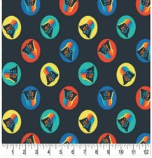 100% Cotton Disney Star Wars Darth Vader Striped Helmet Fabric FQ 1/4th yard