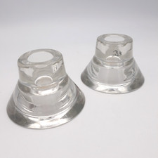 2 IKEA Glass NEGLINGE Reversible Candle/Tea Light Holders Solid Clear