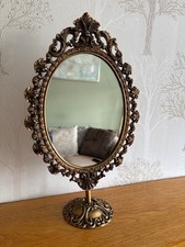 Antique Vintage  Dressing Solid Brass Table Vanity Swing Mirror French Style