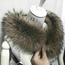 Faux Real Raccoon Fur Collar Elegant Winter Coat Jacket Scarf Shawl Neck V7X4