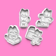Cat cookie cutters stamps - cookie, &
