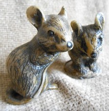 Pair Vintage Resin? Mice Carved Mouse Collectable Figures  pre-1980