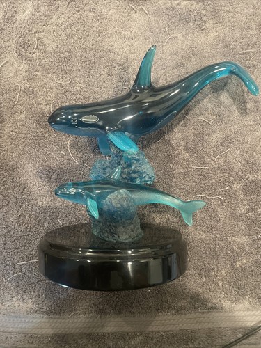Wyland whale calf - whale, blue
