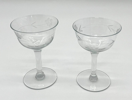 Vintage glass etched champagne - vintage,