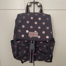 Cath Kidston Grey With Pink Polka Dots Buckle Backpack. Has 13” Laptop Pocket.