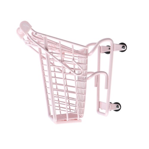 Small pink metal shopping cart - shopping,