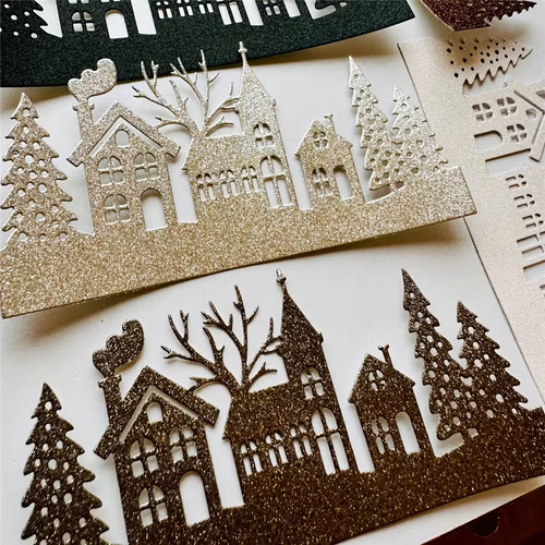 Christmas village scene - village, metal