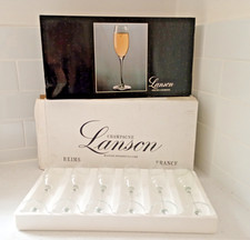 New Set of 6 Vintage Lanson Champagne Flutes Glasses  21.5 cms Boxed Unused
