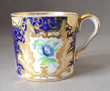 ANTIQUE STAFFORDSHIRE HAND PAINTED FLOWERS SMALL COFFEE CAN C1840s