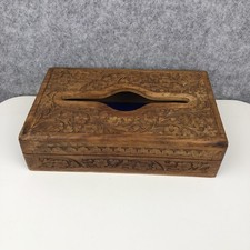 Hand Carved Wooden Tissue Box