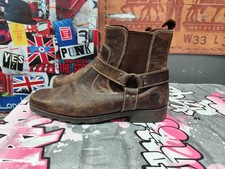 Oaktrak Brown Leather Square Toe Biker Harness Boots Size Mens Size UK 12 EU 46