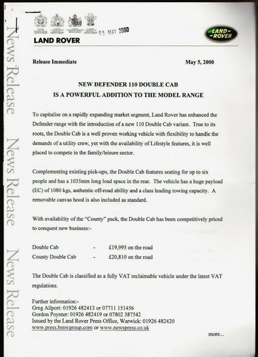 Land rover defender 110 double - rover,