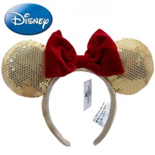 Disney Parks Ears Christmas Love Gold Ears Red Bow Minnie Mouse Headband UK