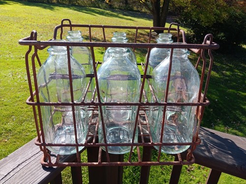 Vintage wire metal milk crate - vintage,
