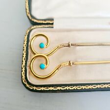 Pair of Rare Antique Edwardian 9ct Gold Hatpins J C Vickery Fitted Original Case