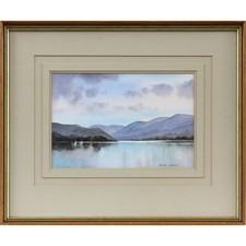 Lake District Watercolour by Peter Shutt.  Titled "Evening Sail, Ullswater."