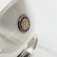 Vtg Paul Revere Reproduction Bowl w/ New York State Seal Enamel Badge, Wm Rogers