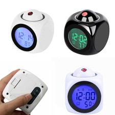 Digital LED Projection Alarm Clock Projector Voice Talking Time Temperature 